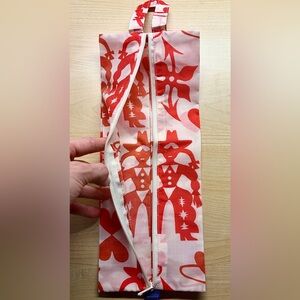 BAGGU 3D Zip Pouch Sz Medium - Western Cutouts Red Orange/White Cowgirl NWOT